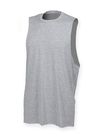 SF Clothing Men's High Neck Slash Armhole Vest in Heather Grey