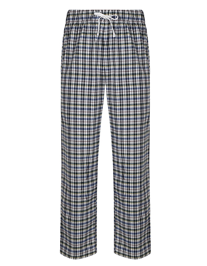 SF Clothing Men's Tartan Lounge Pants in White-Multi Check