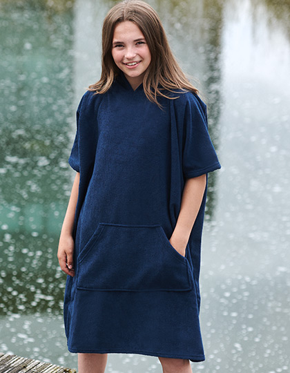 Towel City Kids' Towelling Poncho in Navy
