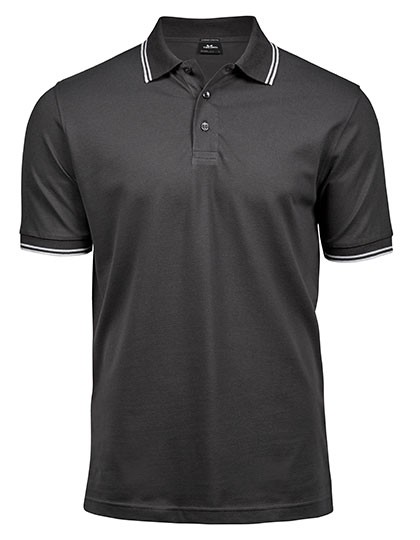 Tee Jays Men's Luxury Stripe Stretch Polo in Dark Grey (Solid)