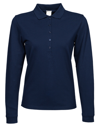 Tee Jays Women's Luxury Stretch Long Sleeve Polo in Navy