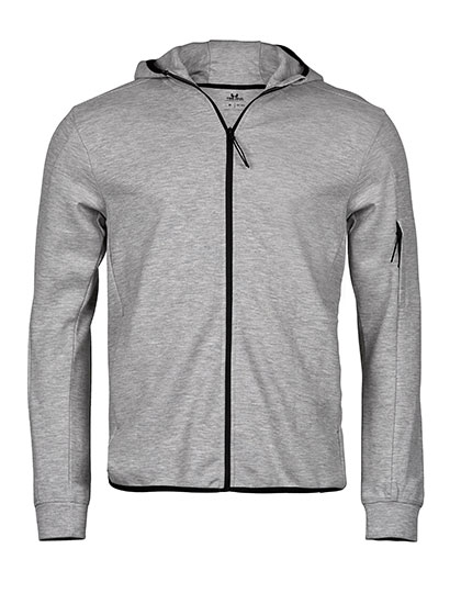 Tee Jays Athletic Hooded Full Zip Sweat in Heather Grey