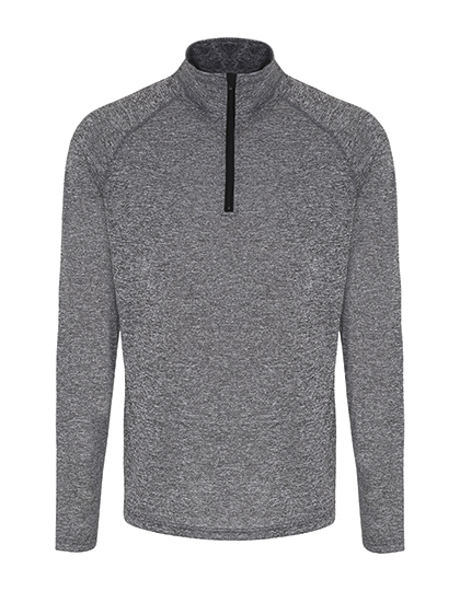 TriDri® Men's Long Sleeve Performance ¼ Zip in Black Melange