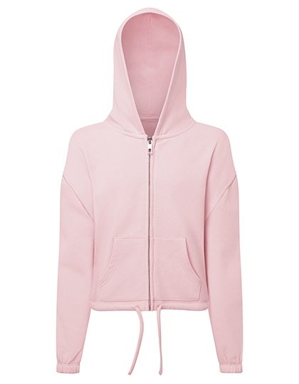 TriDri® Kids Recycled Cropped Oversize Full-Zip Hoodie in Light Pink