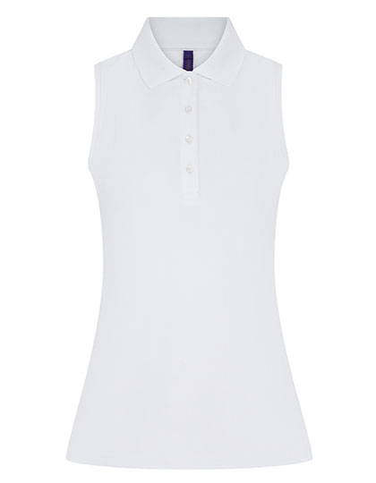 Henbury Ladies' Sleeveless Coolplus® Polo Shirt in White