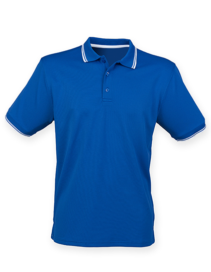 Henbury Men's Coolplus® Short Sleeved Tipped Polo Shirt in Royal