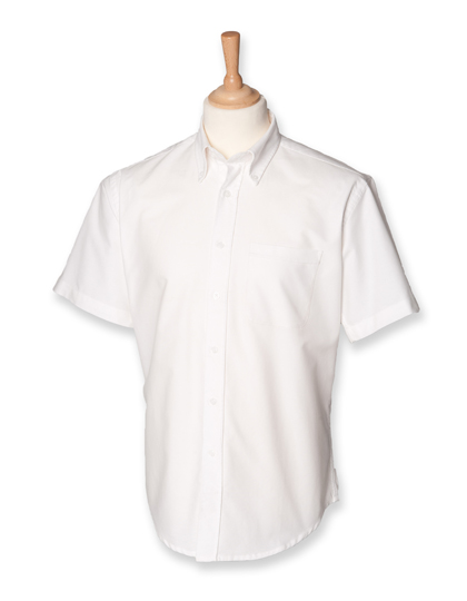 Henbury Men's Classic Short Sleeved Oxford Shirt in White