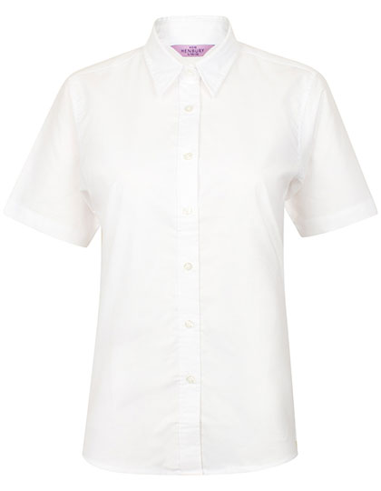 Henbury Ladies' Classic Short Sleeved Oxford Shirt in White