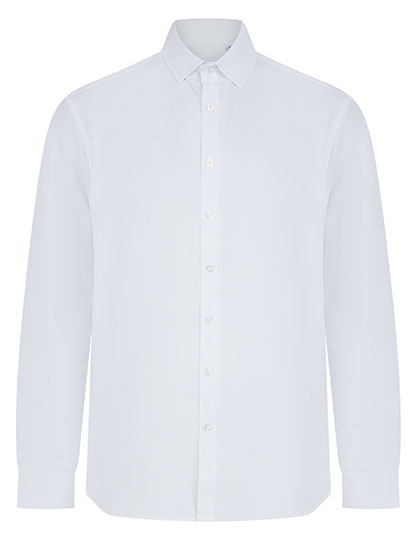 Henbury Men's Long Sleeved 'Cotton Feel' Coolplus® Shirt in White
