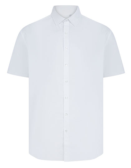 Henbury Men's Short Sleeved 'Cotton Feel' Coolplus® Shirt in White