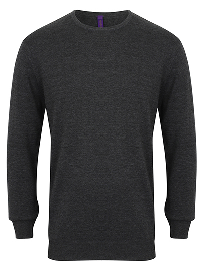 Henbury Men's Lightweight Crew Neck Jumper in Grey Marl
