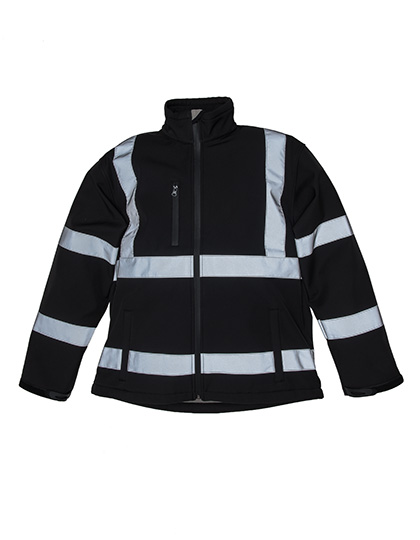 YOKO Hi-Vis 2 Bands & Braces Softshell Jacket in Black