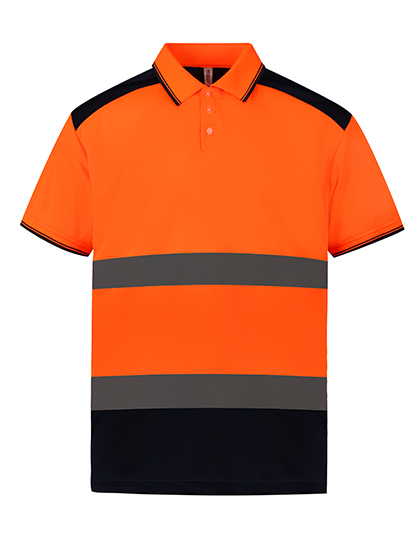 YOKO Hi-Vis Two-Tone Polo in Hi-Vis Orange