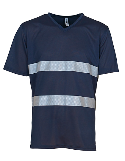 YOKO Hi-Vis Top Cool Super Light V-Neck T-Shirt in Navy