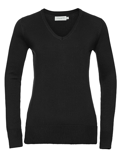 Ladies' V-Neck Knitted Pullover — besticken oder bedrucken lassen