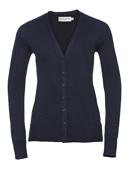 Russell Athletic Collection Ladies' V-Neck Knitted Cardigan in French Navy