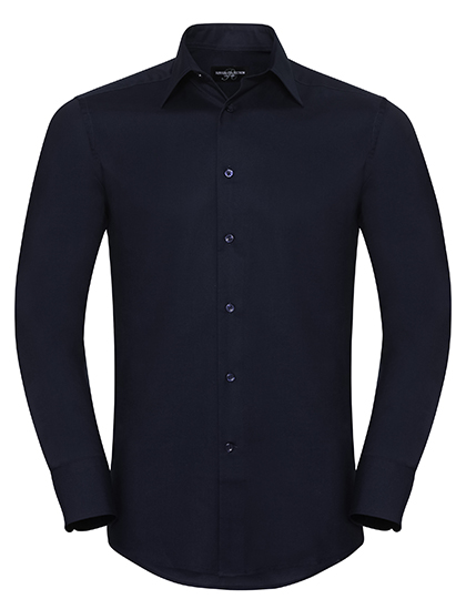 Russell Athletic Collection Men's Long Sleeve Tailored Oxford Shirt in Bright Navy