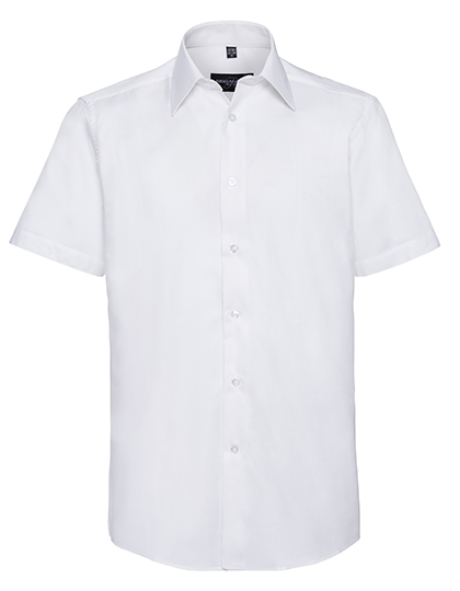 Russell Athletic Collection Men's Short Sleeve Tailored Oxford Shirt in White