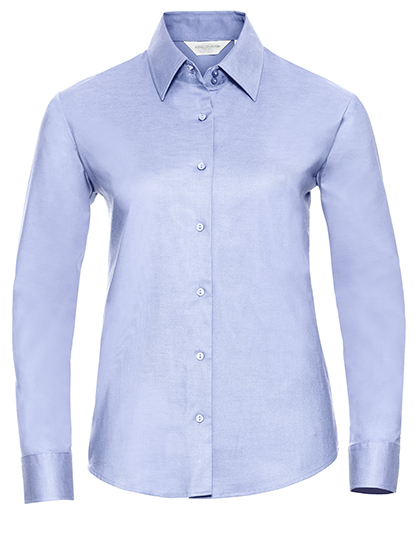 Russell Athletic Collection Ladies' Long Sleeve Tailored Oxford Shirt in Oxford Blue