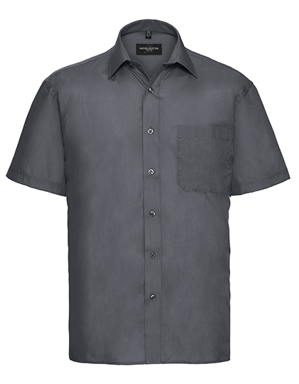 Russell Athletic Collection Men's Short Sleeve Classic Polycotton Poplin Shirt in Convoy Grey