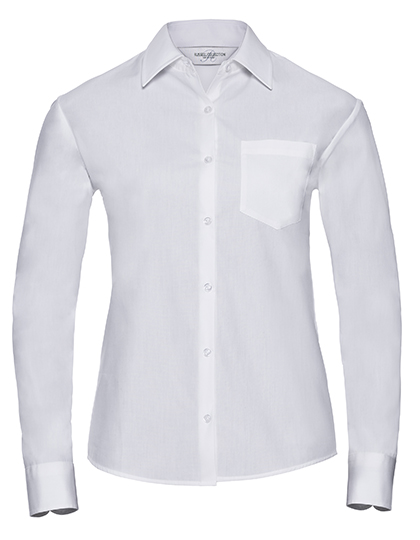 Ladies' Long Sleeve Classic Pure Cotton Poplin Shirt – 100% Baumwolle