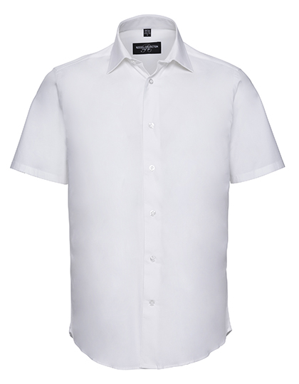Russell Athletic Collection Men's Short Sleeve Fitted Stretch Shirt in White