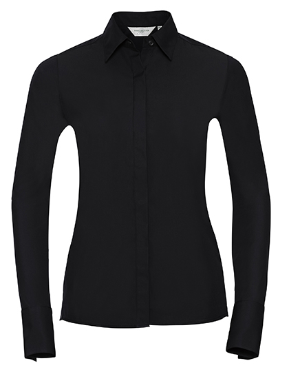 Ladies' Long Sleeve Fitted Ultimate Stretch Shirt — besticken oder bedrucken lassen