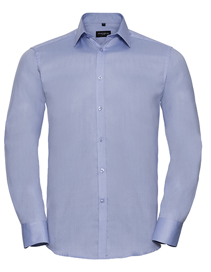 Russell Athletic Collection Men's Long Sleeve Tailored Herringbone Shirt